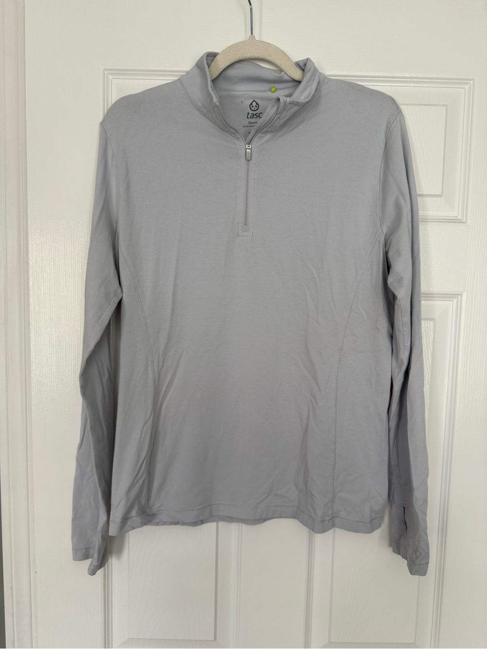 Tasc light gray bamboo quarter zip- size L